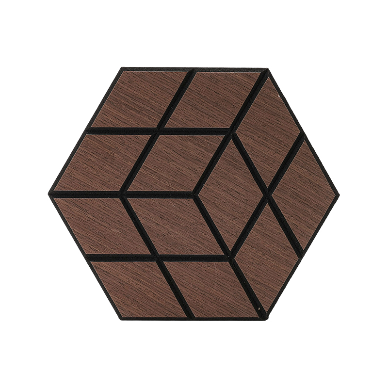 Wood Veneer Grooved, Polygonal Sound-absorbing Wall Panel, Applicable to Hotels and Offices Wood Veneer Grooved, Polygonal Sound-absorbing Wall Panel, Applicable to Hotels and Offices