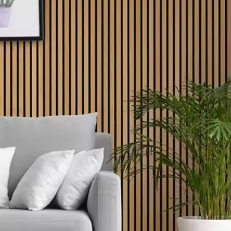 Wooden Polyester Fiber Sound-absorbing Panels Suitable for Hotels and Offices, with Custom Graphic Designs Attached