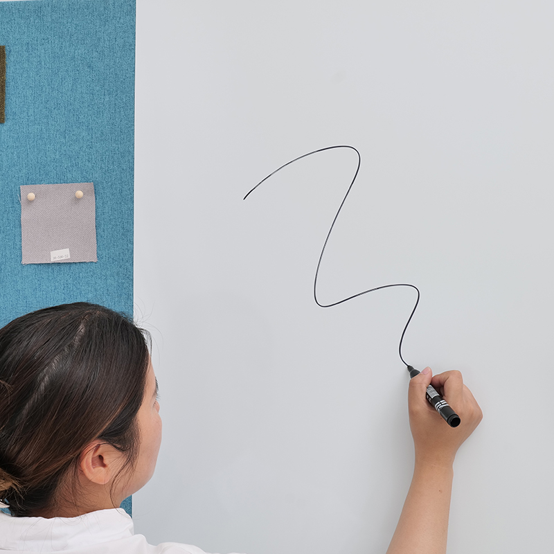 White Writing Acoustic Board for Office Meeting Room Fabric Wrapped with Magnetic Tempered Glass Noise Absorb with Writing