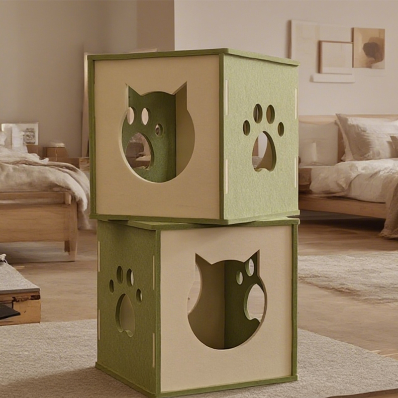 Modern Sound-Absorbing Noise-Reducing Eco-Friendly Cat Bed with Acoustic Panels, Easy to Install, Scratch-Resistant Surface for Feline Comfort, Non-Toxic Materials, Pet-Friendly Design, Perfect for Quiet Home Environments, Durable Cat Nest
